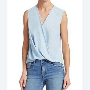 Rag & Bone Victor Women's Silk Blouse in Sky Blue size S sleeveless shirt tank